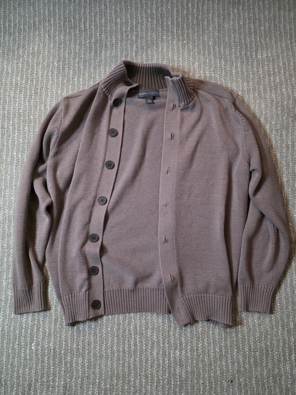 Men's Taupe Button-Up Knit Cardigan